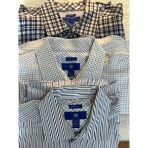 3 EGARA Men's Checked XLT Button Down Shirts Non Iron